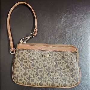 DKNY Women's Slim Logo Print Zip Around Wallet